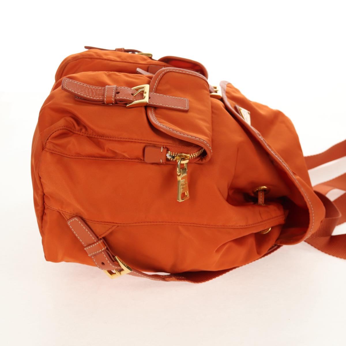 PRADA Backpack Nylon Orange Gold Auth 155325V