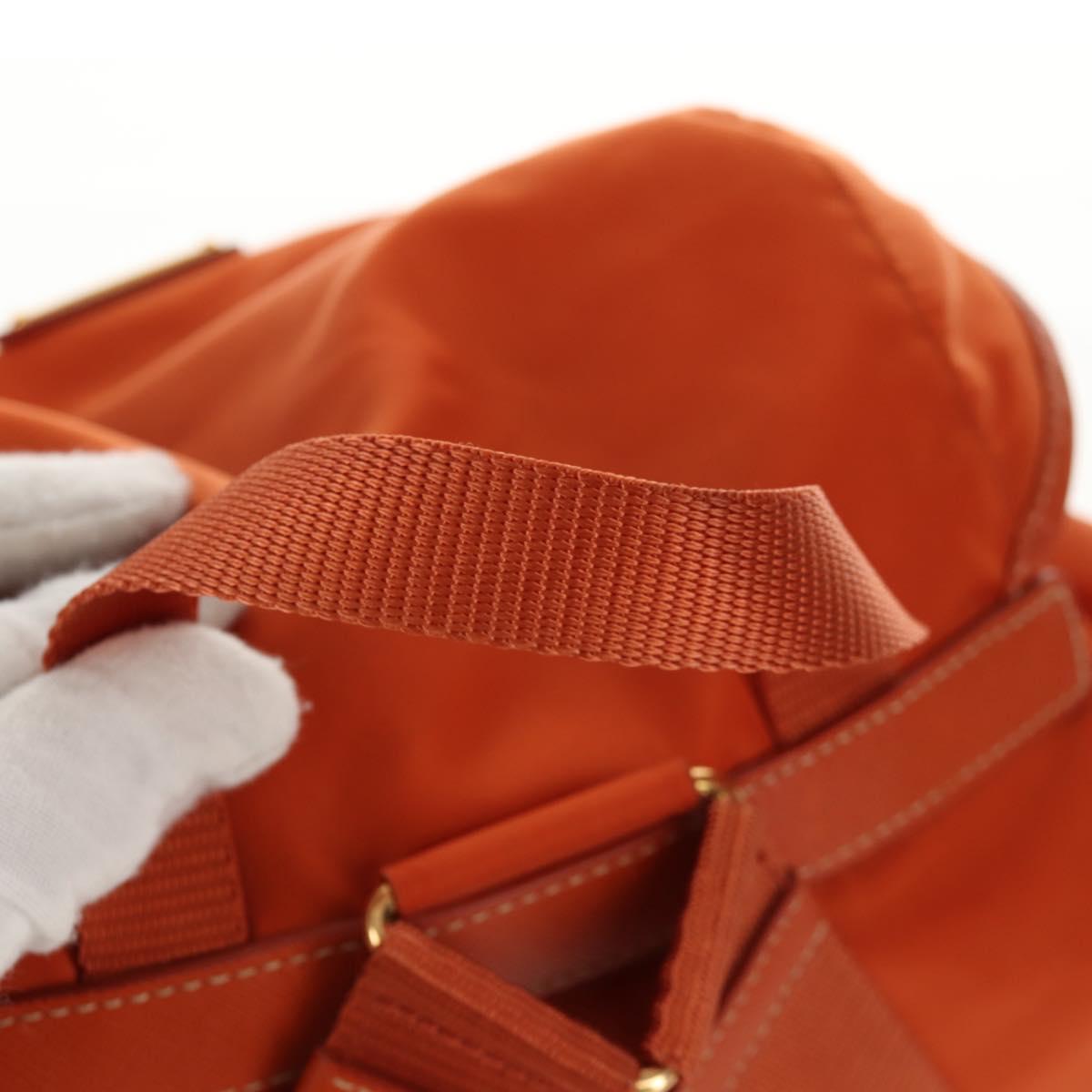 PRADA Backpack Nylon Orange Gold Auth 155325V