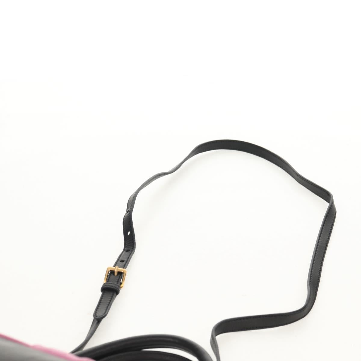 PRADA Ribbon Hand Bag Leather 2way Black Gold Auth 155326V