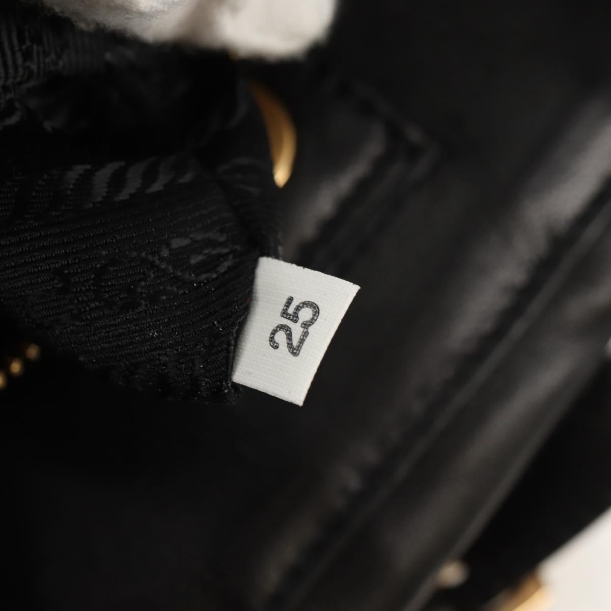 PRADA Ribbon Hand Bag Leather 2way Black Gold Auth 155326V