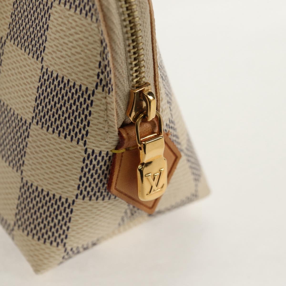 LOUIS VUITTON Damier Azur Pochette Cosmetic PM Pouch N60024 LV Auth 155328V