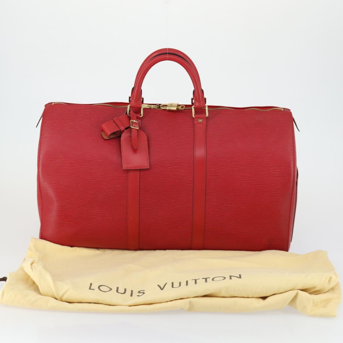 LOUIS VUITTON Epi Keepall 50 Boston Bag Red M42967 LV Auth 155329V