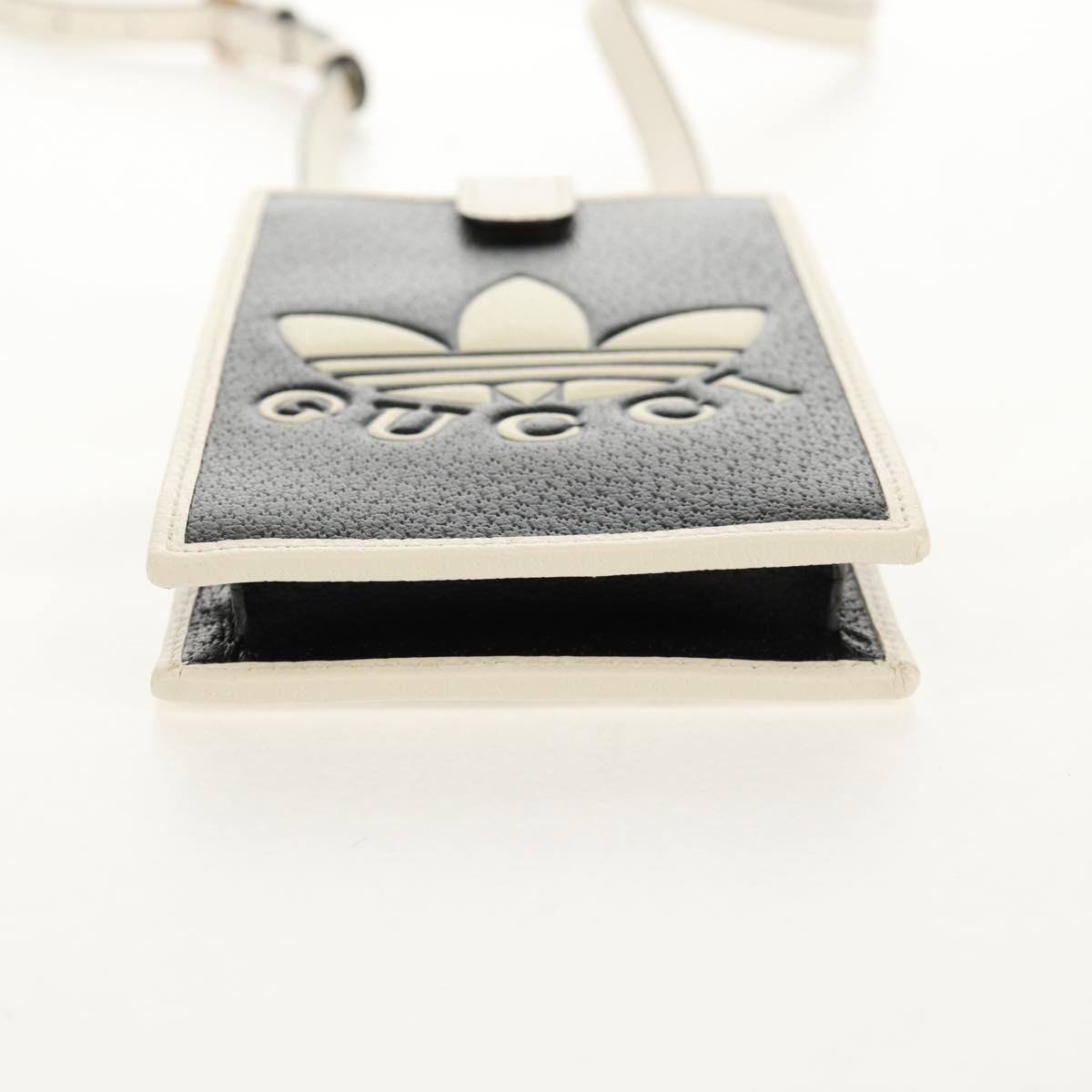 GUCCI×adidas Smartphone Case Shoulder Bag Leather Black 702203 Auth 155331M