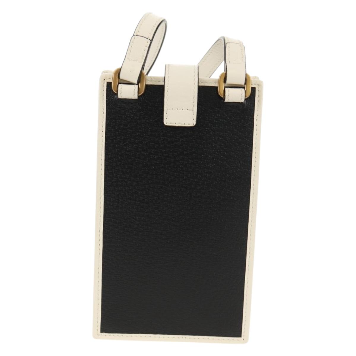 GUCCI×adidas Smartphone Case Shoulder Bag Leather Black 702203 Auth 155331M