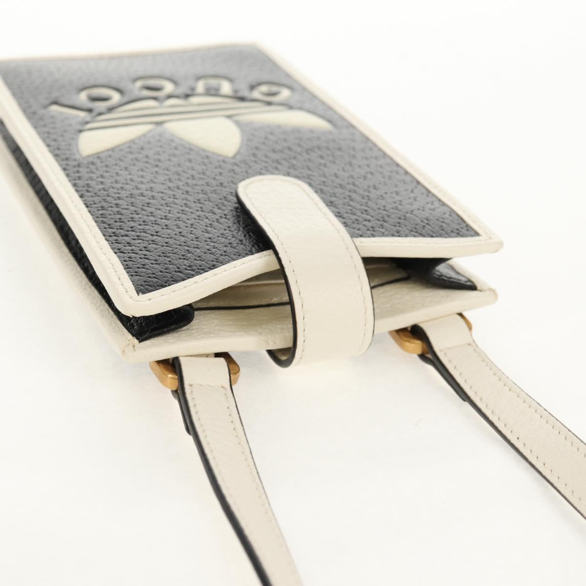 GUCCI×adidas Smartphone Case Shoulder Bag Leather Black 702203 Auth 155331M