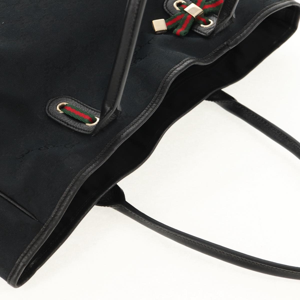 Old GUCCI GG Canvas Web Sherry Line Pretty Bag Black Red 163805 Auth 155348V