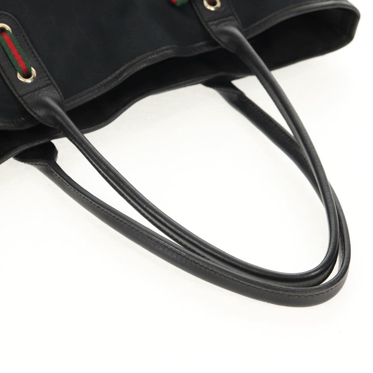 Old GUCCI GG Canvas Web Sherry Line Pretty Bag Black Red 163805 Auth 155348V