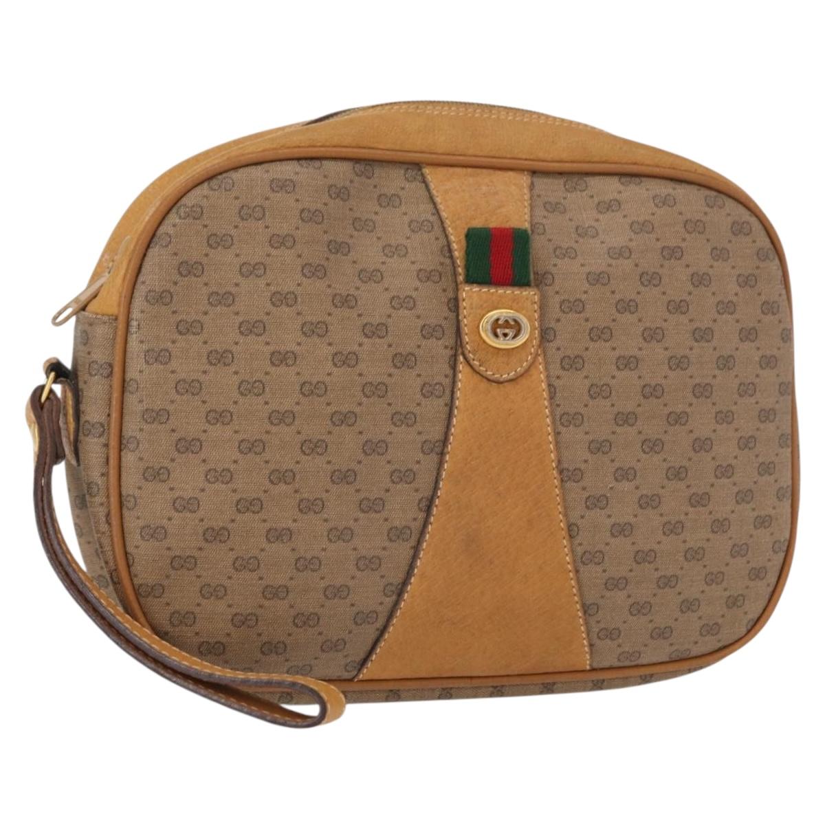 GUCCI Micro GG Supreme Web Sherry Line Bag PVC Beige Gold 156 01 034 Auth 155380