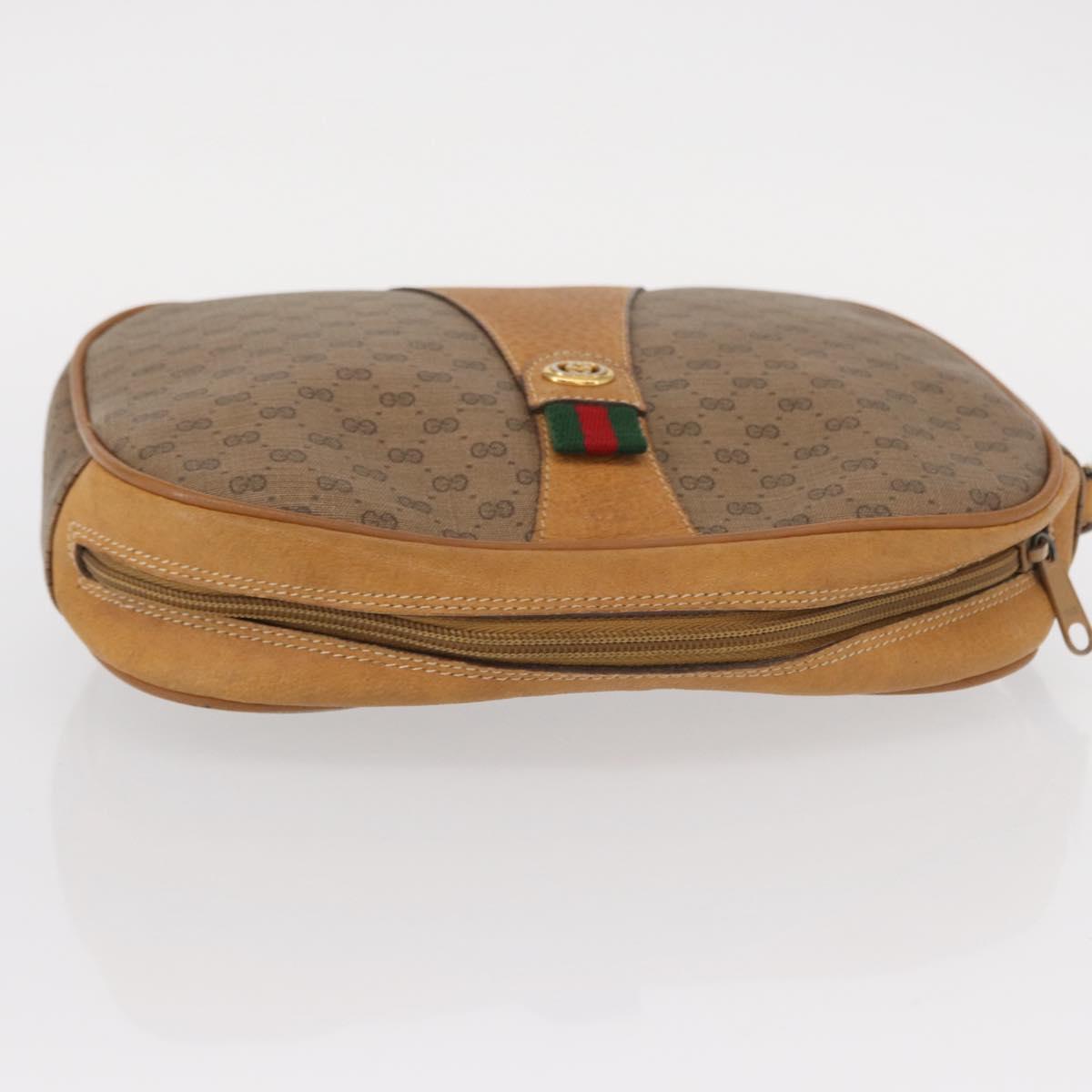 GUCCI Micro GG Supreme Web Sherry Line Bag PVC Beige Gold 156 01 034 Auth 155380