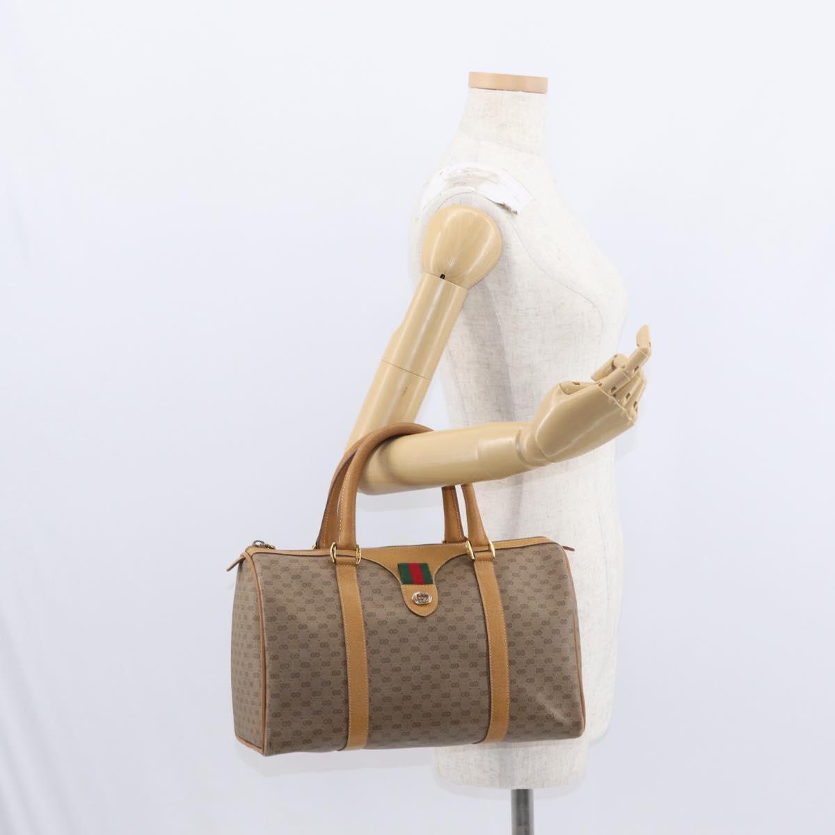 GUCCI Micro GG Supreme Web Sherry Line Bag PVC Beige Gold 40 02 007 Auth 155381