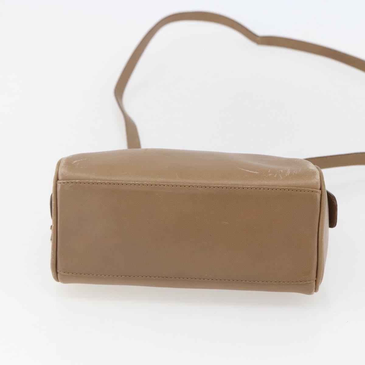 GUCCI Bamboo mini Boston Bag Leather 2way Beige Gold 007 3444 0232 Auth 155385