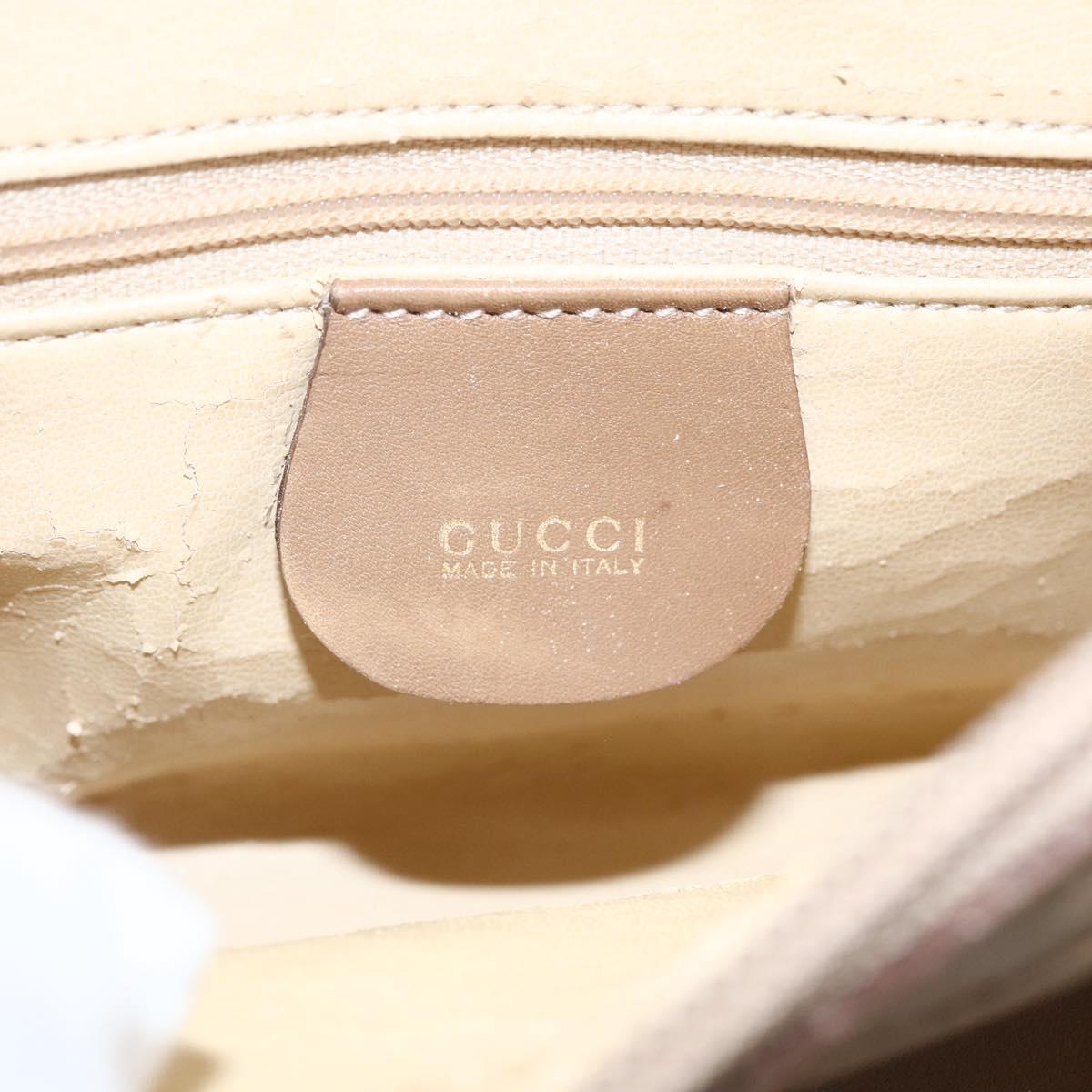 GUCCI Bamboo mini Boston Bag Leather 2way Beige Gold 007 3444 0232 Auth 155385