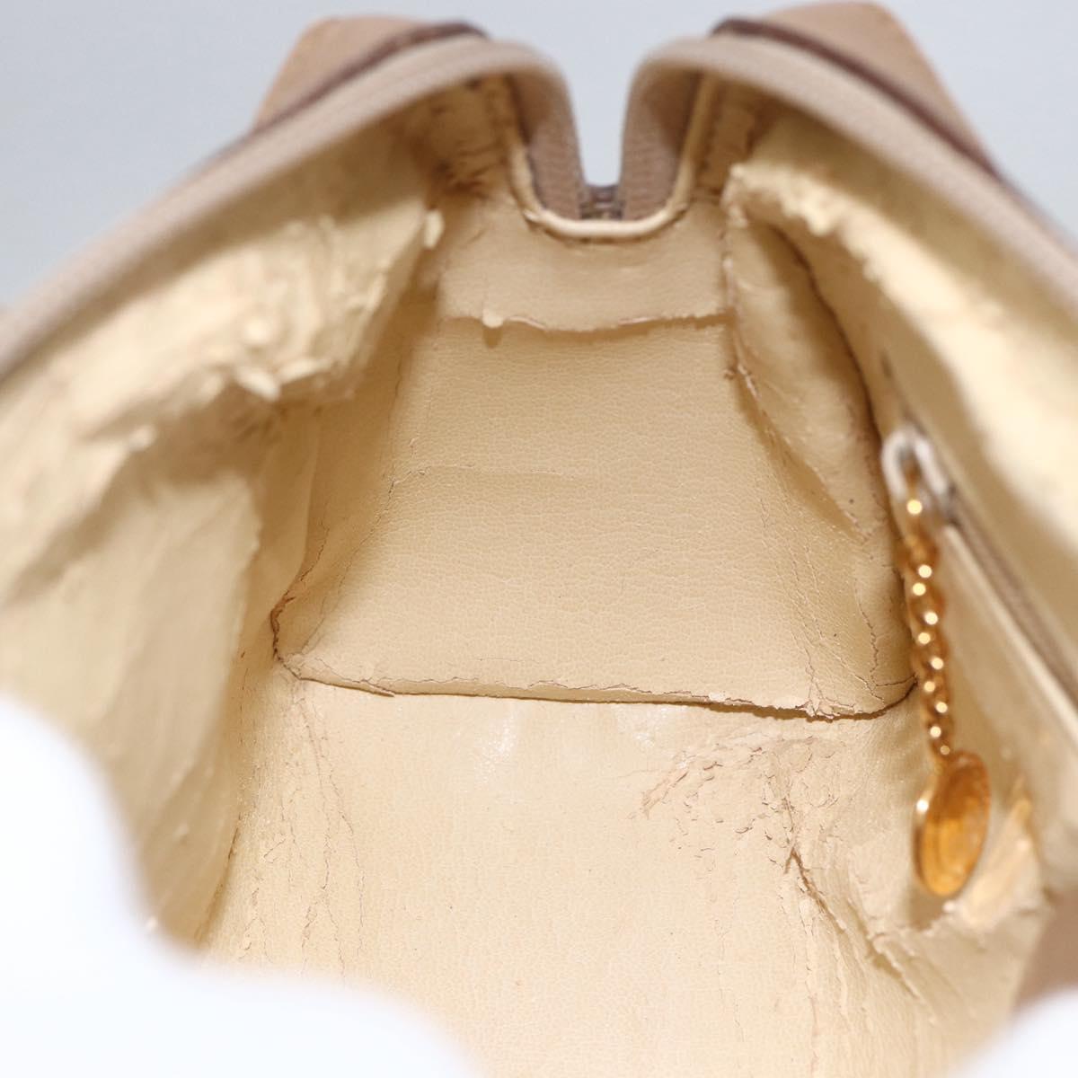 GUCCI Bamboo mini Boston Bag Leather 2way Beige Gold 007 3444 0232 Auth 155385