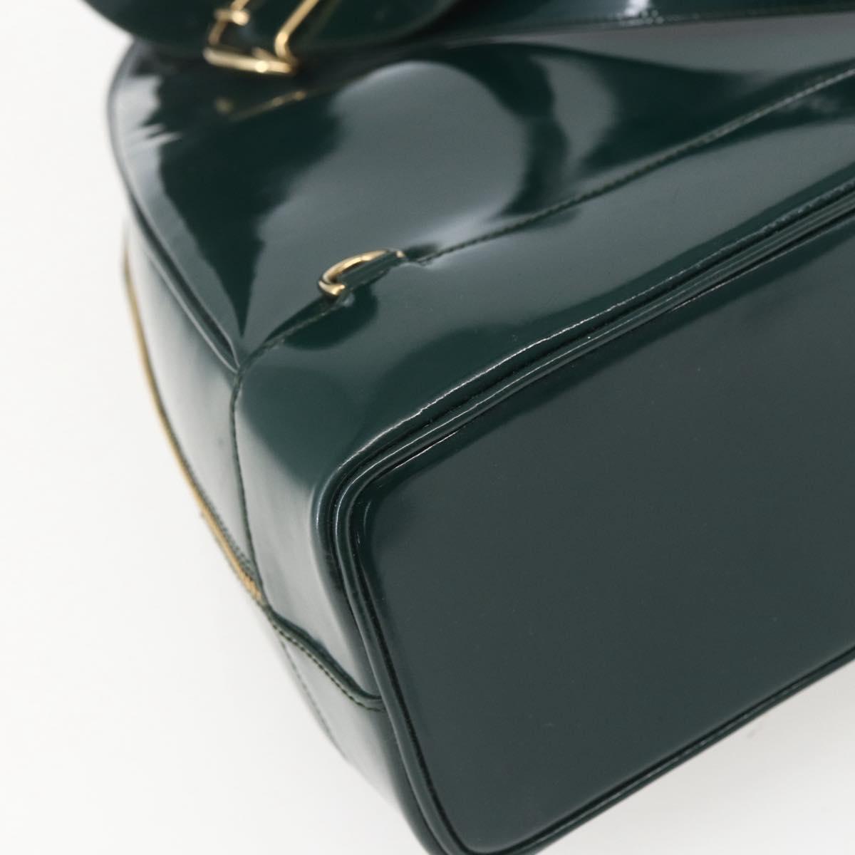 GUCCI Bamboo Shoulder Bag Enamel Black Silver 003 3444 0027 Auth 155386