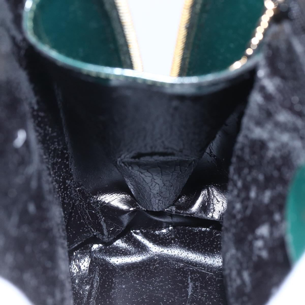 GUCCI Bamboo Shoulder Bag Enamel Black Silver 003 3444 0027 Auth 155386