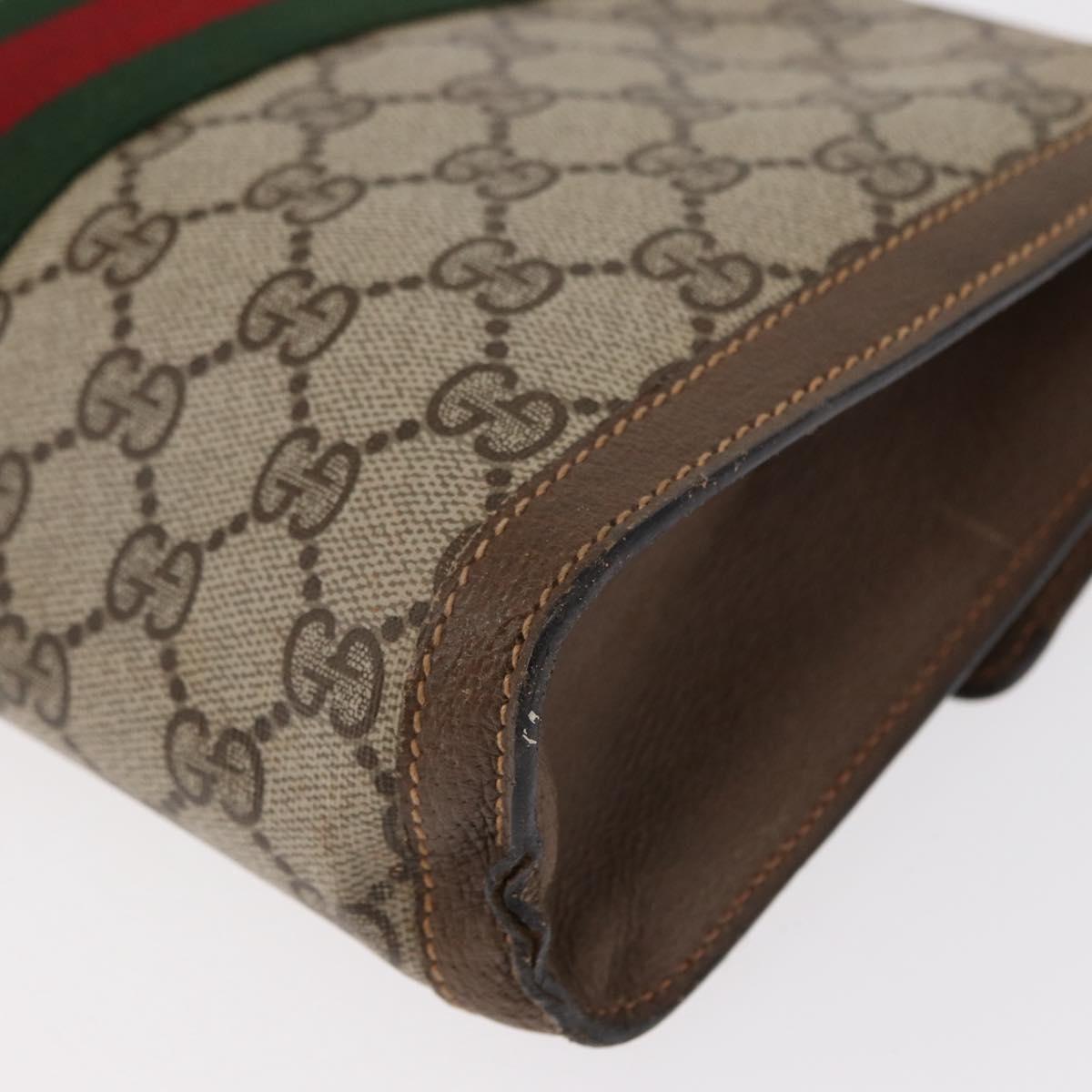 GUCCI GG Supreme Web Sherry Line Clutch Bag PVC Beige Gold 89 01 006 Auth 155387