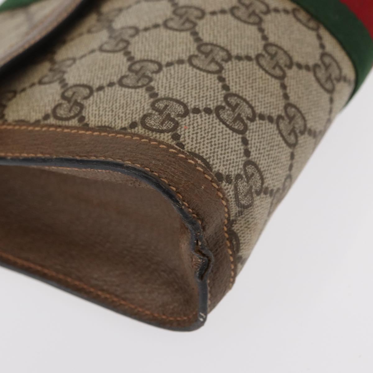 GUCCI GG Supreme Web Sherry Line Clutch Bag PVC Beige Gold 89 01 006 Auth 155387