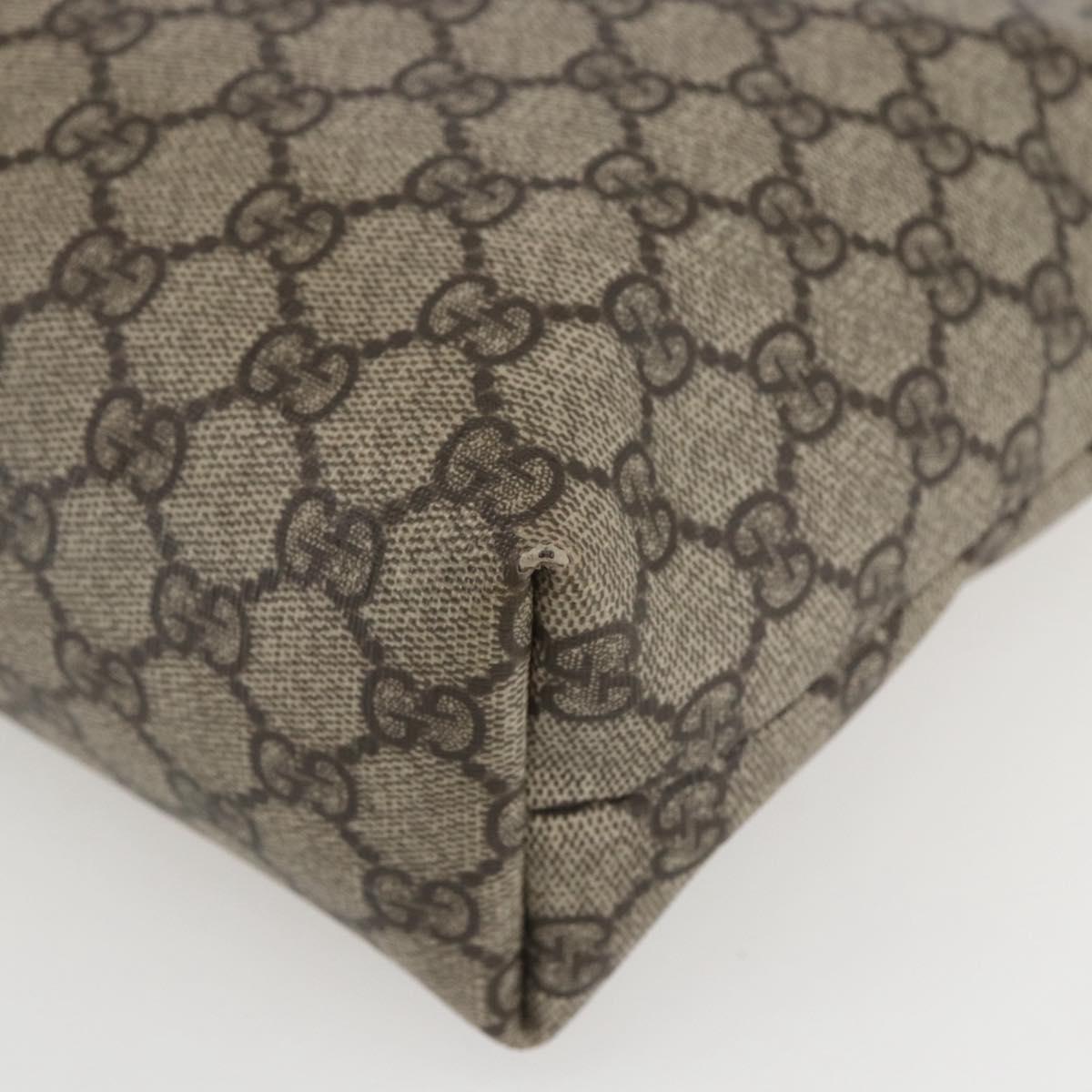 GUCCI GG Supreme Tote Bag PVC Beige Silver 211138 Auth 155388