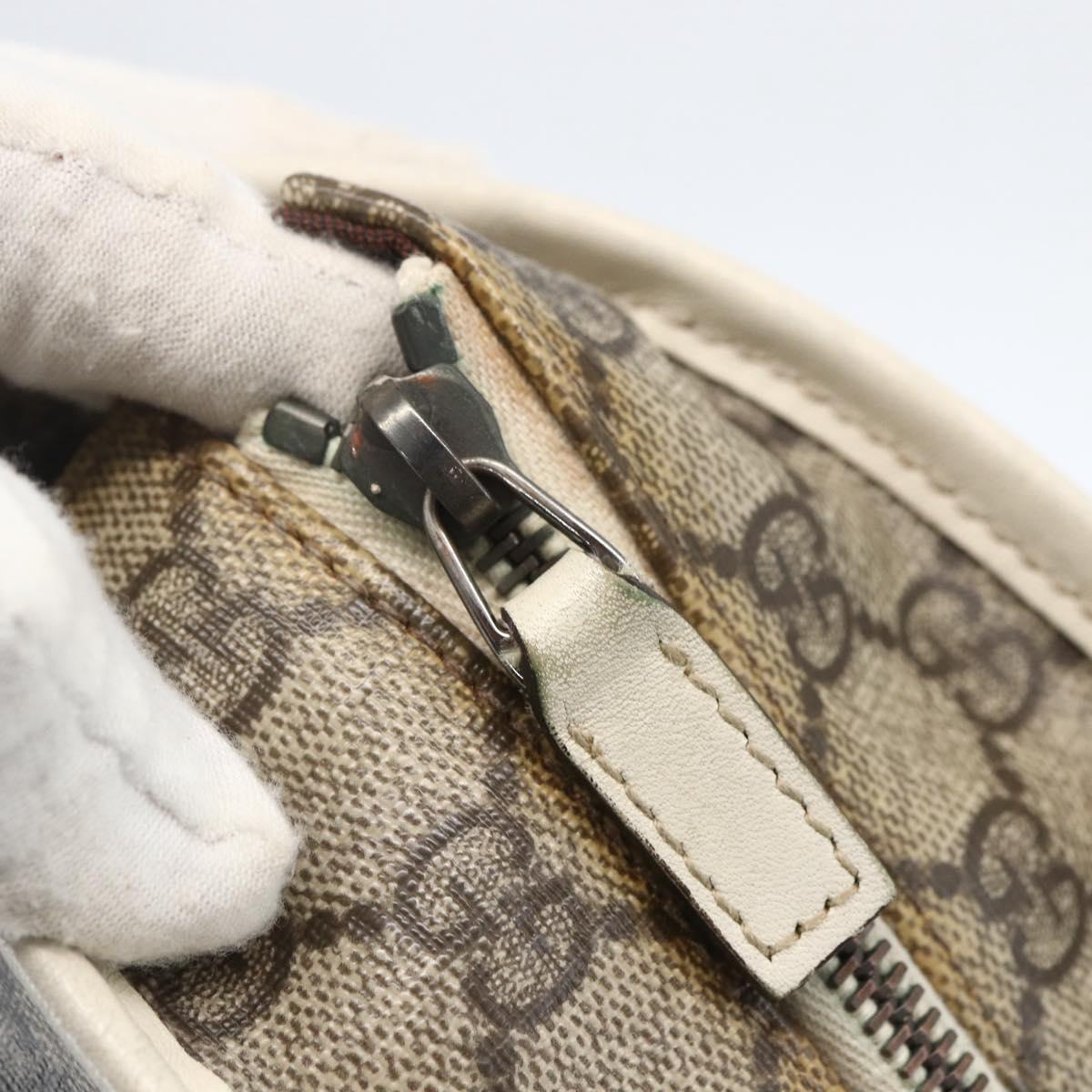 GUCCI GG Supreme Tote Bag PVC Beige Silver 211138 Auth 155388