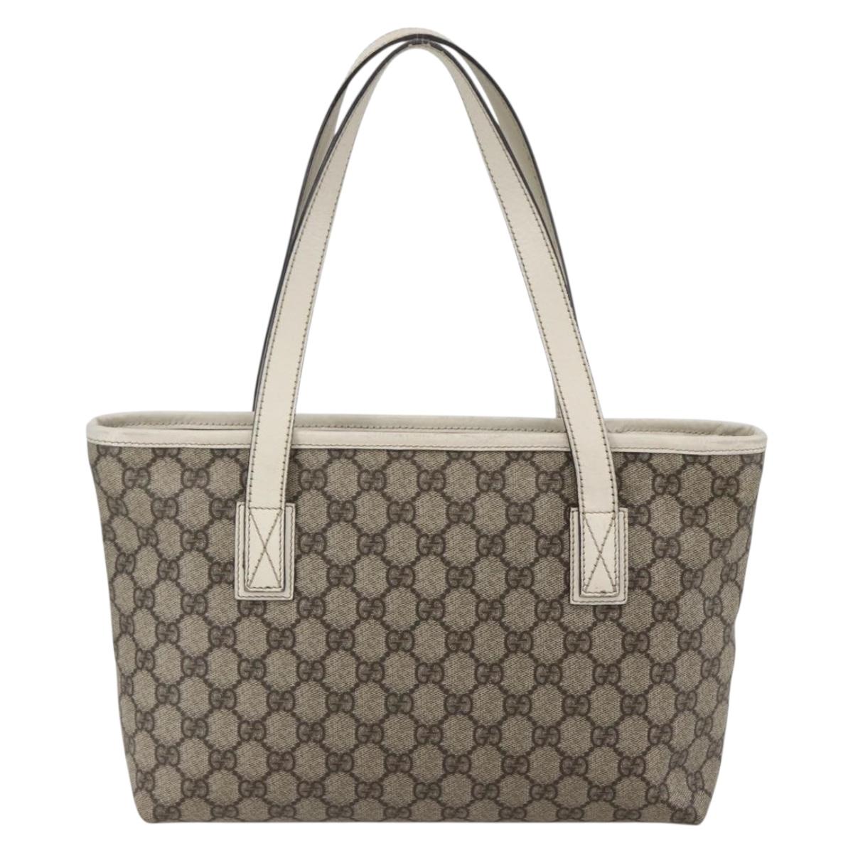 GUCCI GG Supreme Tote Bag PVC Beige Silver 211138 Auth 155388