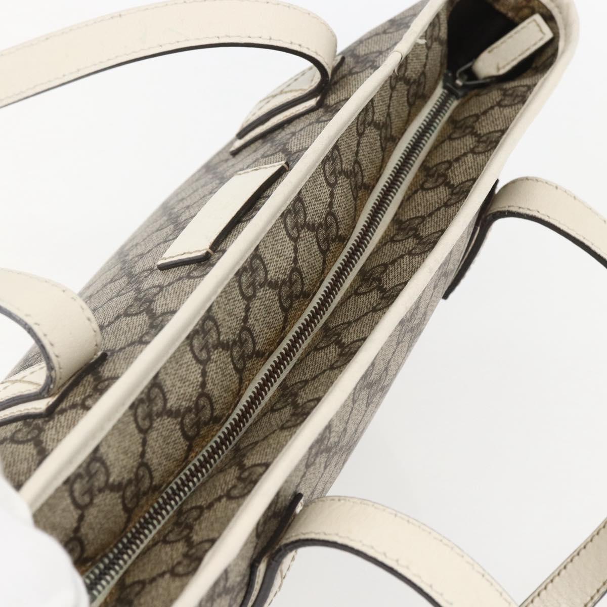 GUCCI GG Supreme Tote Bag PVC Beige Silver 211138 Auth 155388