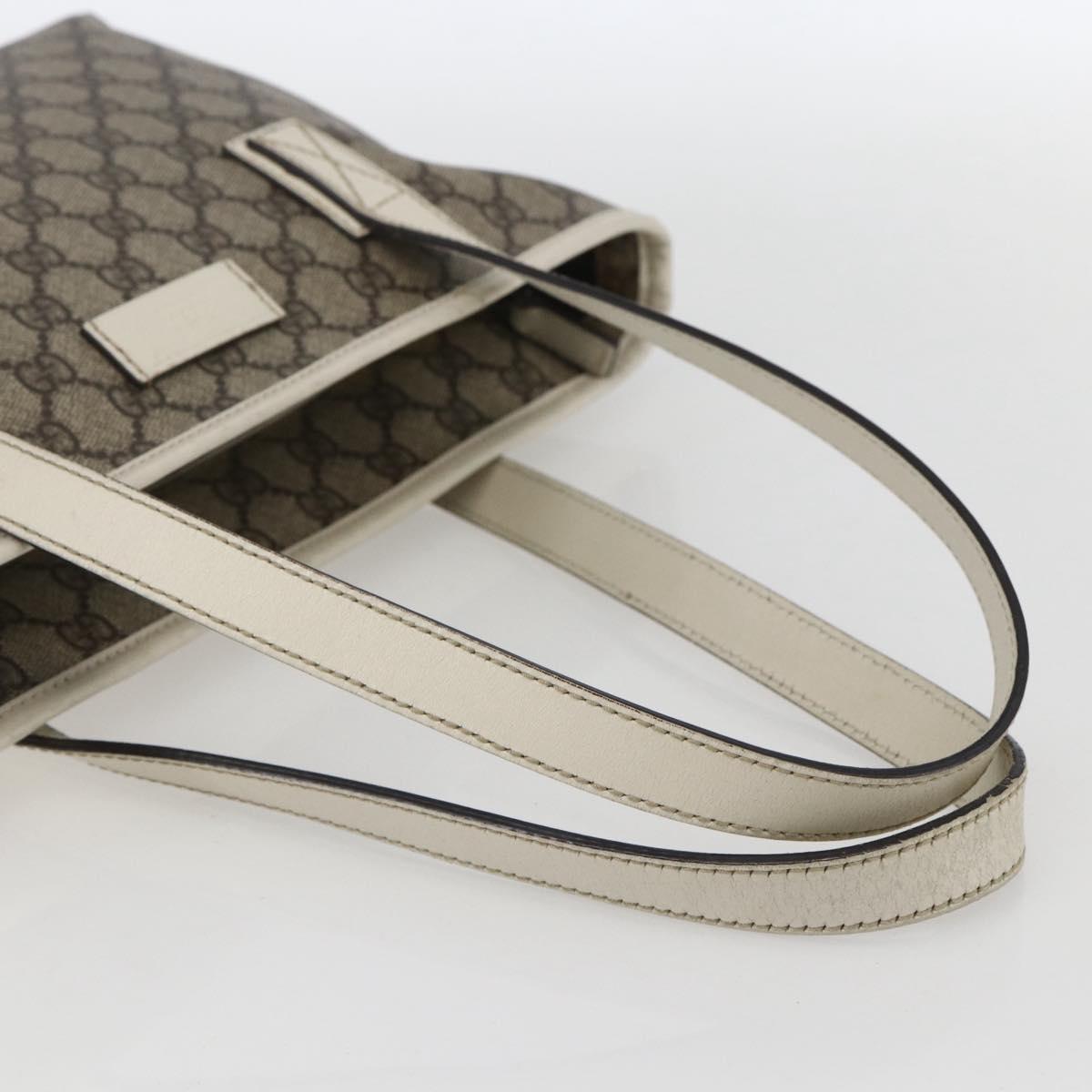GUCCI GG Supreme Tote Bag PVC Beige Silver 211138 Auth 155388