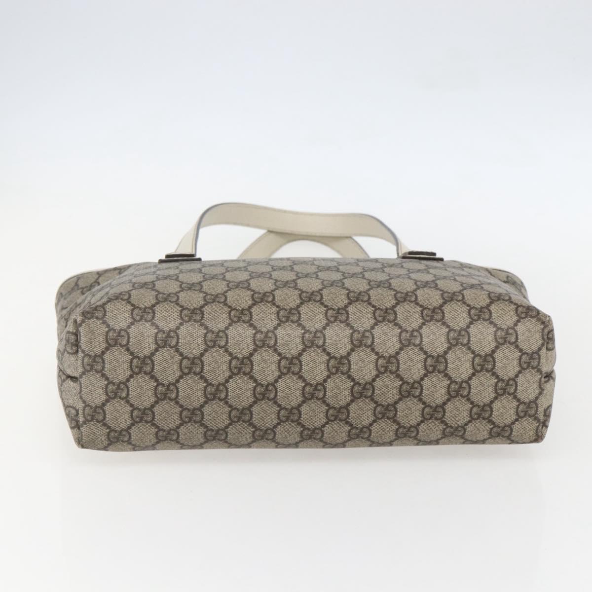 GUCCI GG Supreme Tote Bag PVC Beige Silver 211138 Auth 155388
