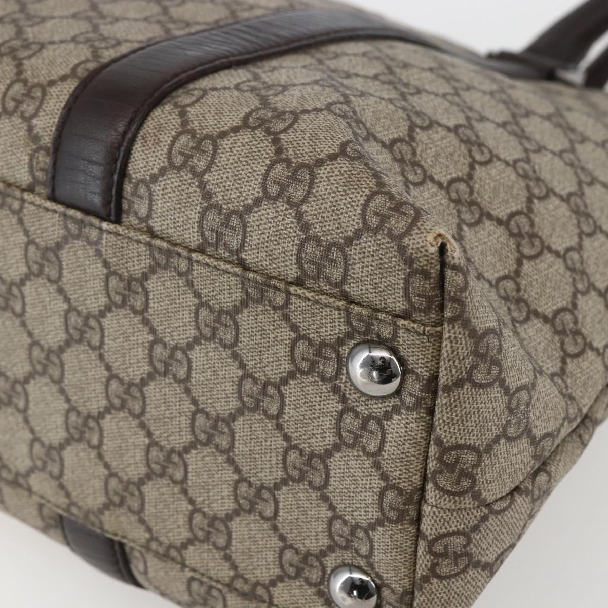 GUCCI GG Supreme Tote Bag PVC Beige Silver 114288 Auth 155389