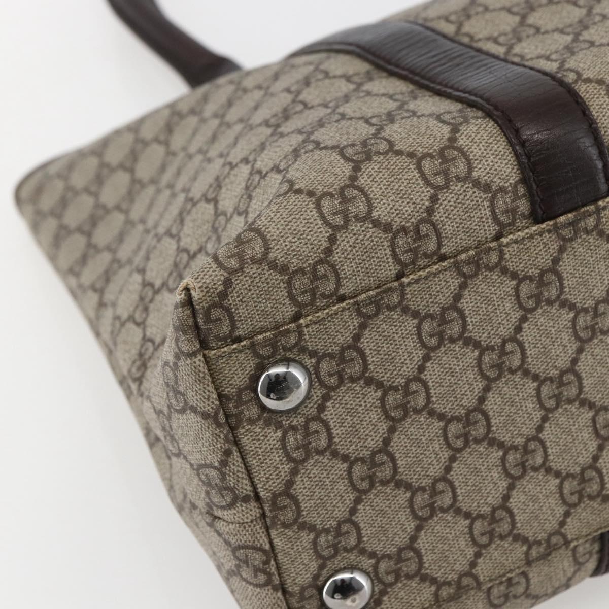 GUCCI GG Supreme Tote Bag PVC Beige Silver 114288 Auth 155389