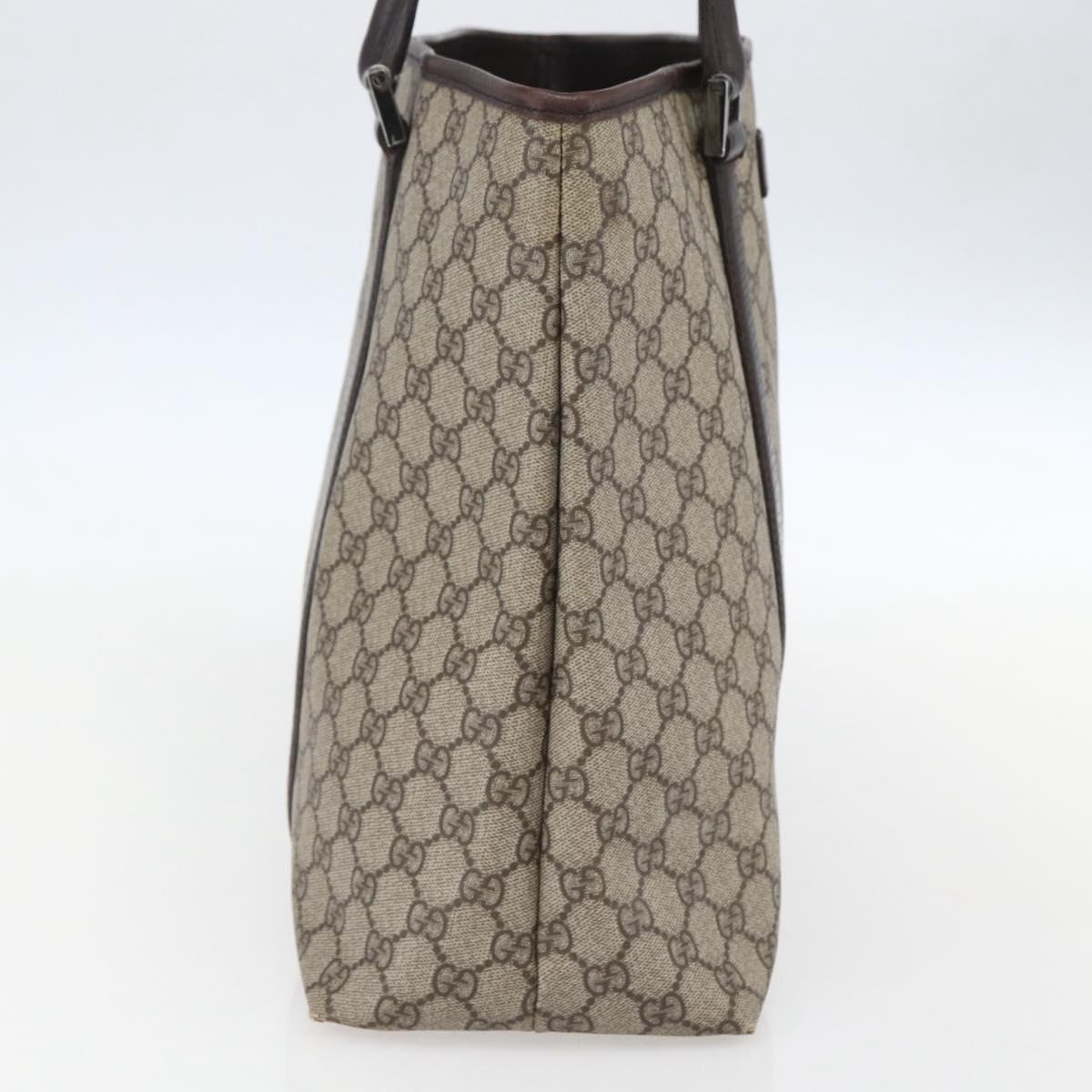 GUCCI GG Supreme Tote Bag PVC Beige Silver 114288 Auth 155389