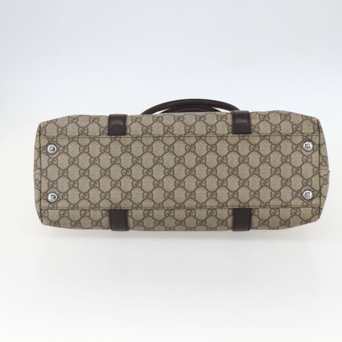 GUCCI GG Supreme Tote Bag PVC Beige Silver 114288 Auth 155389