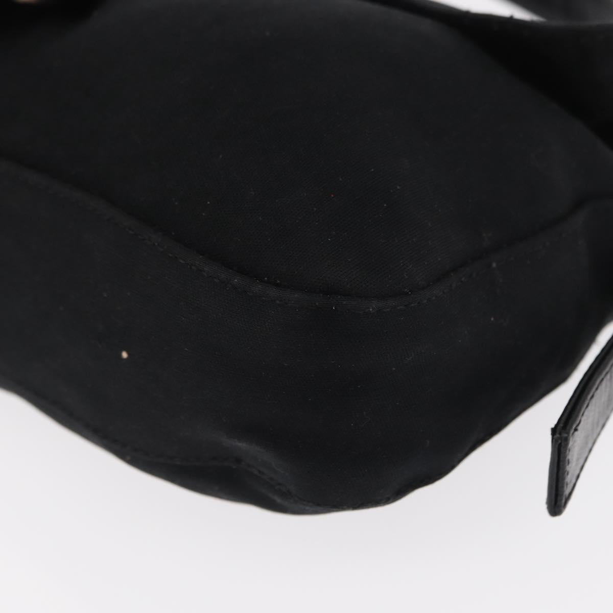 FENDI Mamma Baguette Shoulder Bag Nylon Black Silver Auth 155392