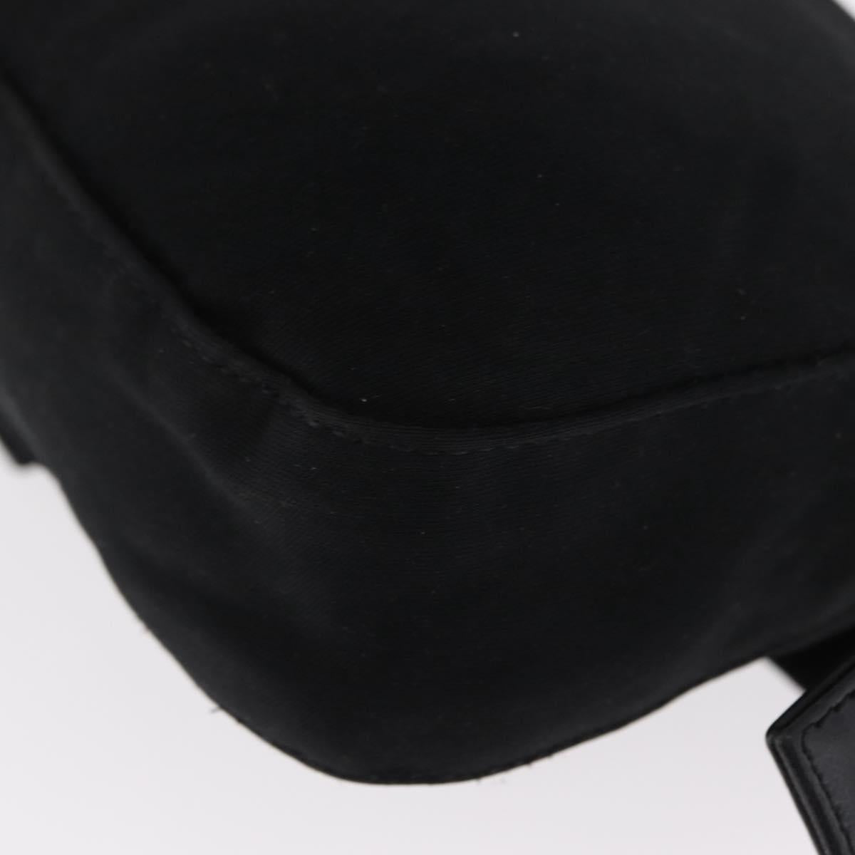 FENDI Mamma Baguette Shoulder Bag Nylon Black Silver Auth 155392