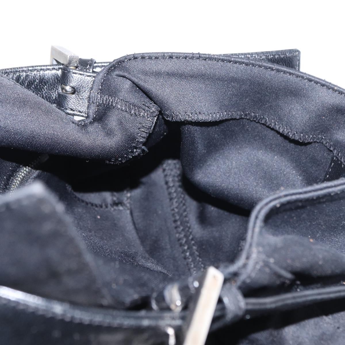 FENDI Mamma Baguette Shoulder Bag Nylon Black Silver Auth 155392