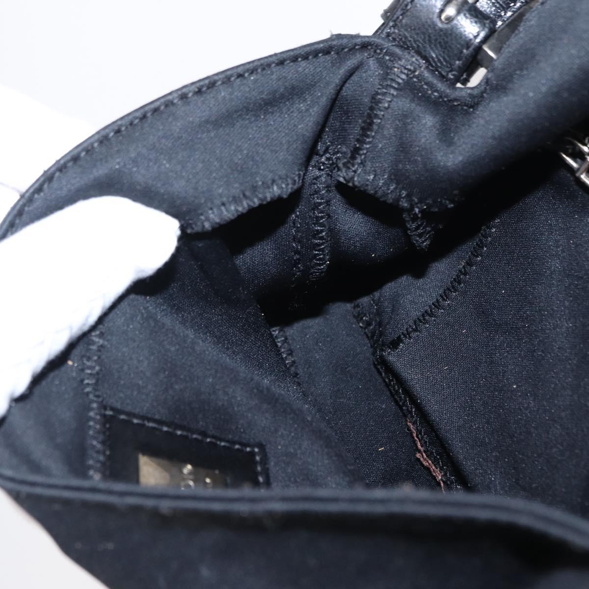 FENDI Mamma Baguette Shoulder Bag Nylon Black Silver Auth 155392