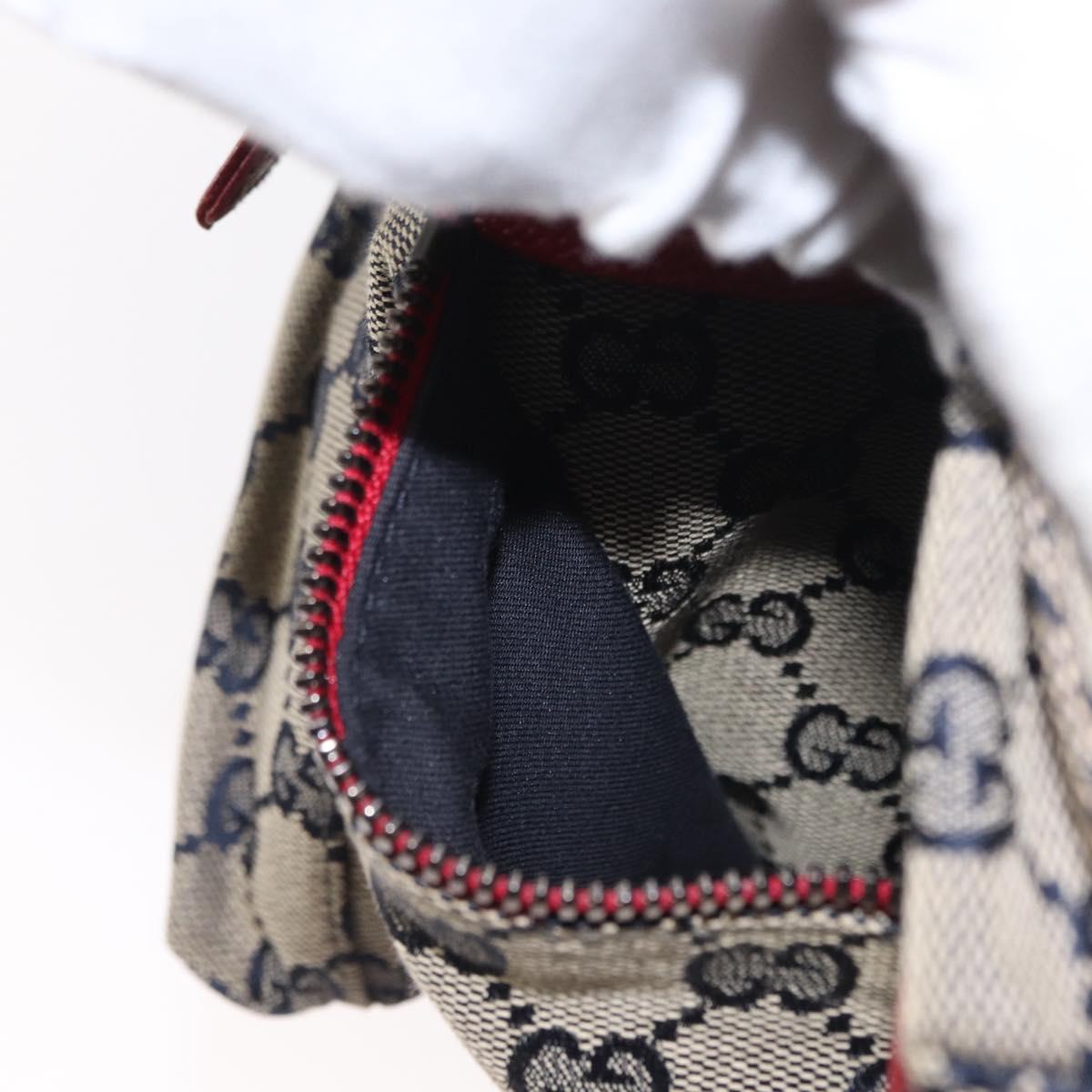 GUCCI GG Canvas Sherry Line Waist bag Red Navy 28566 Auth 155397