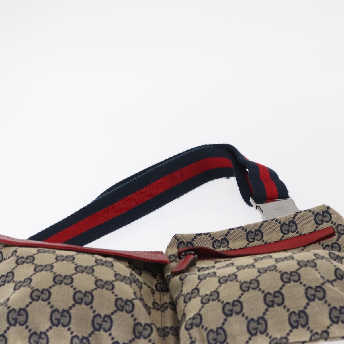 GUCCI GG Canvas Sherry Line Waist bag Red Navy 28566 Auth 155397