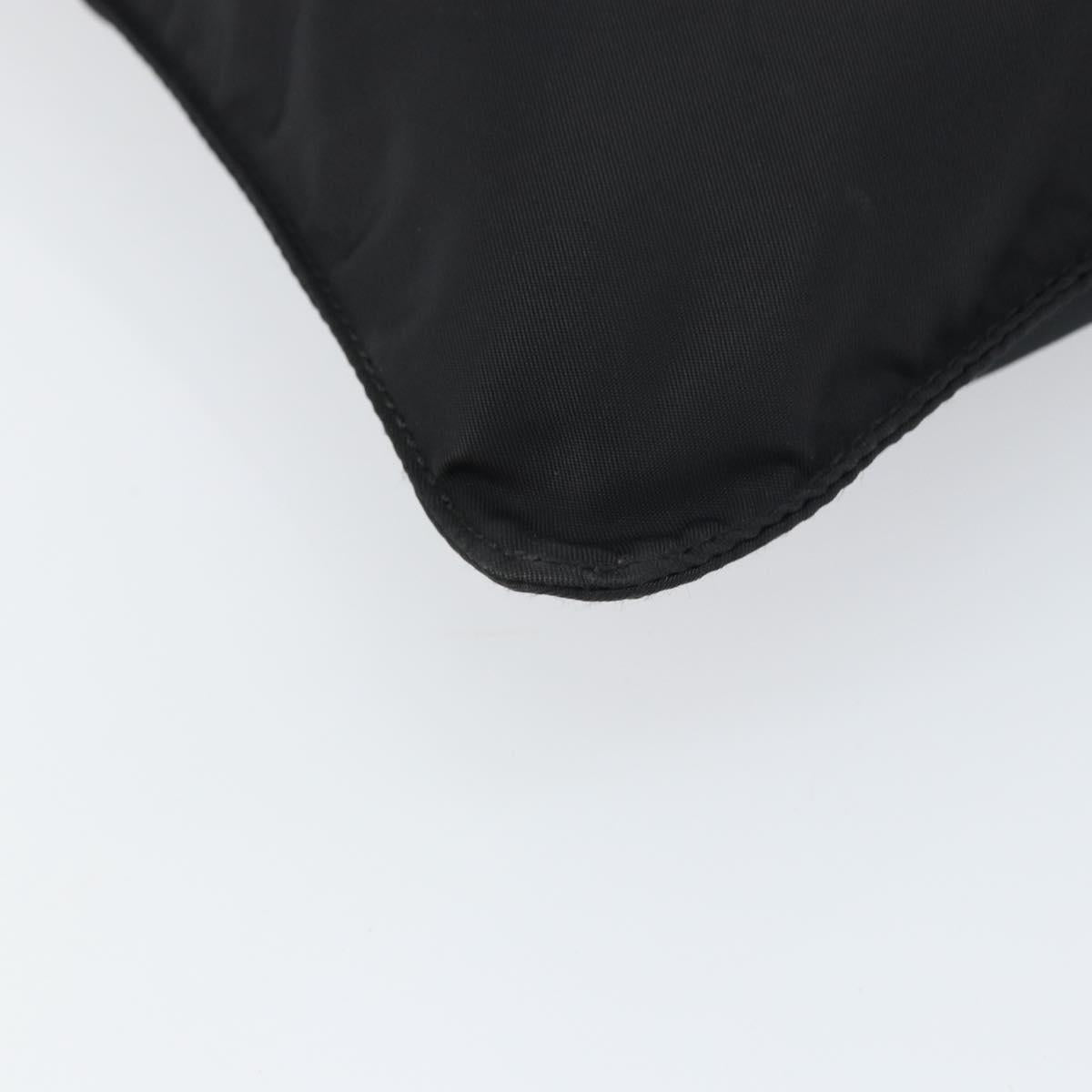 PRADA Shoulder Bag Nylon Black Silver Auth 155398
