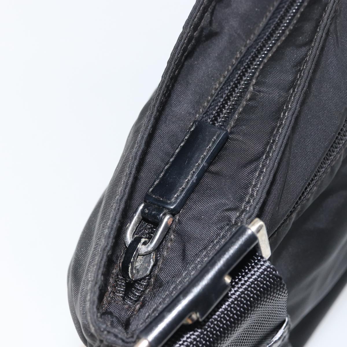 PRADA Shoulder Bag Nylon Black Silver Auth 155398
