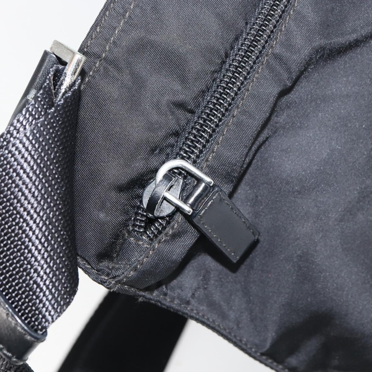 PRADA Shoulder Bag Nylon Black Silver Auth 155398