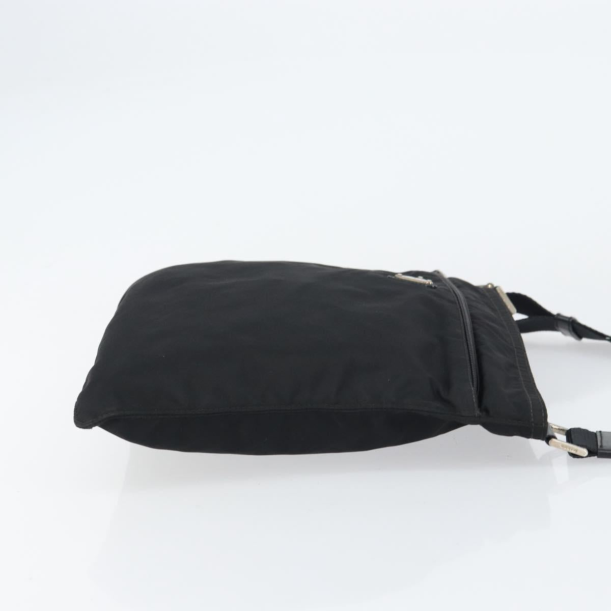 PRADA Shoulder Bag Nylon Black Silver Auth 155398