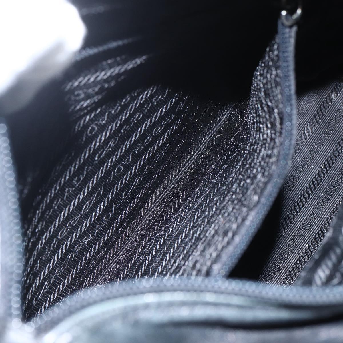 PRADA Hand Bag Leather Black Gold Auth 155399