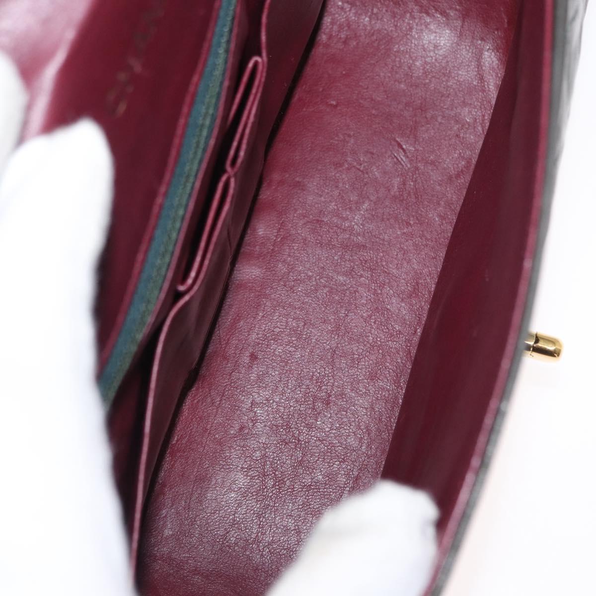 CHANEL Chain Matelasse Shoulder Bag Lamb Skin Khaki Gold CC Auth 155402