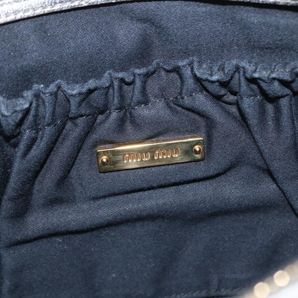 Miu Miu Clutch Bag Leather Silver Gold Auth 155407