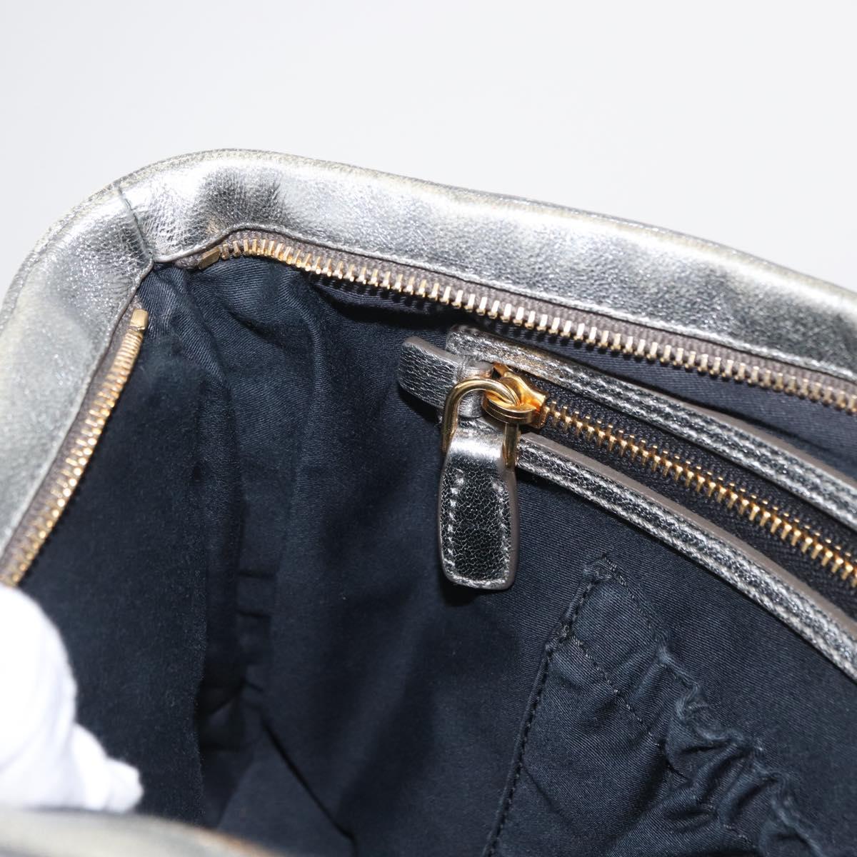 Miu Miu Clutch Bag Leather Silver Gold Auth 155407