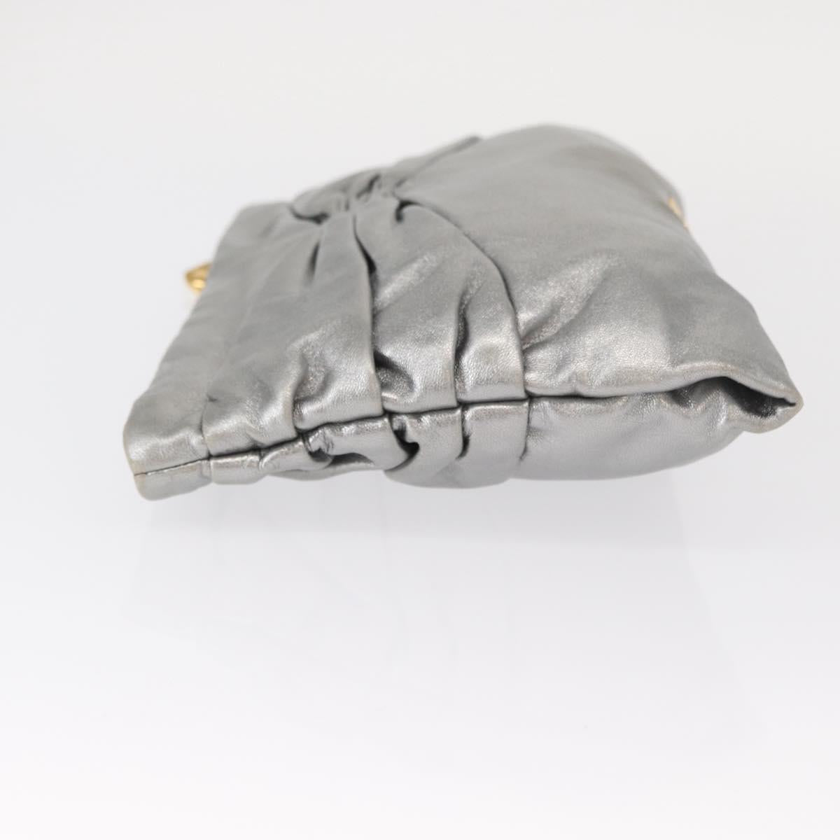Miu Miu Clutch Bag Leather Silver Gold Auth 155407