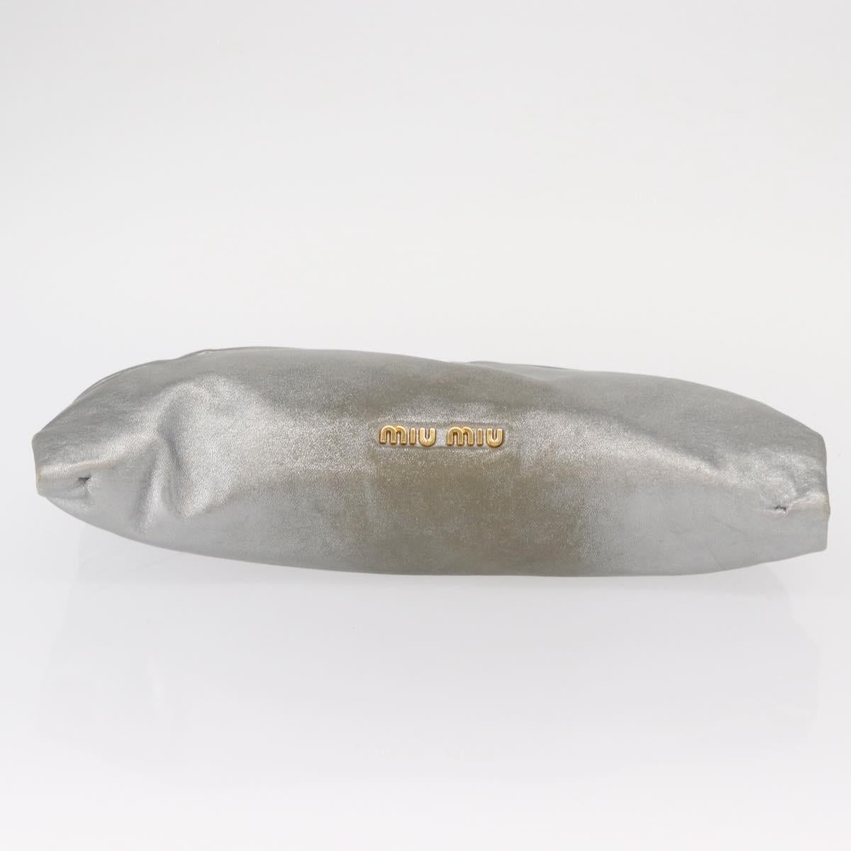 Miu Miu Clutch Bag Leather Silver Gold Auth 155407