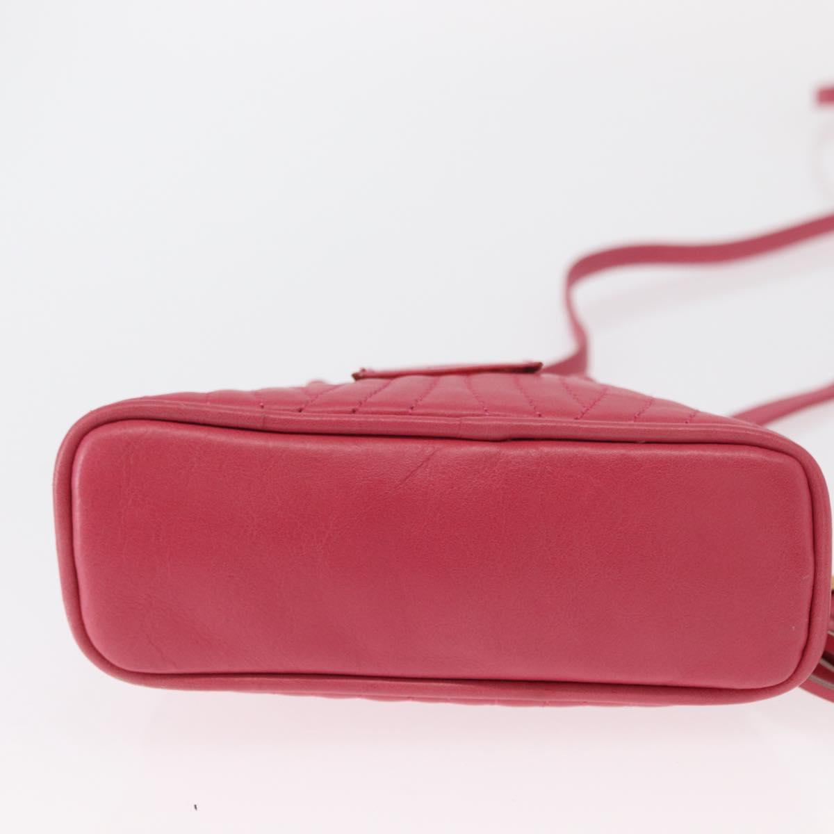 FENDI Shoulder Pouch Leather 2way Pink Gold Auth 155409