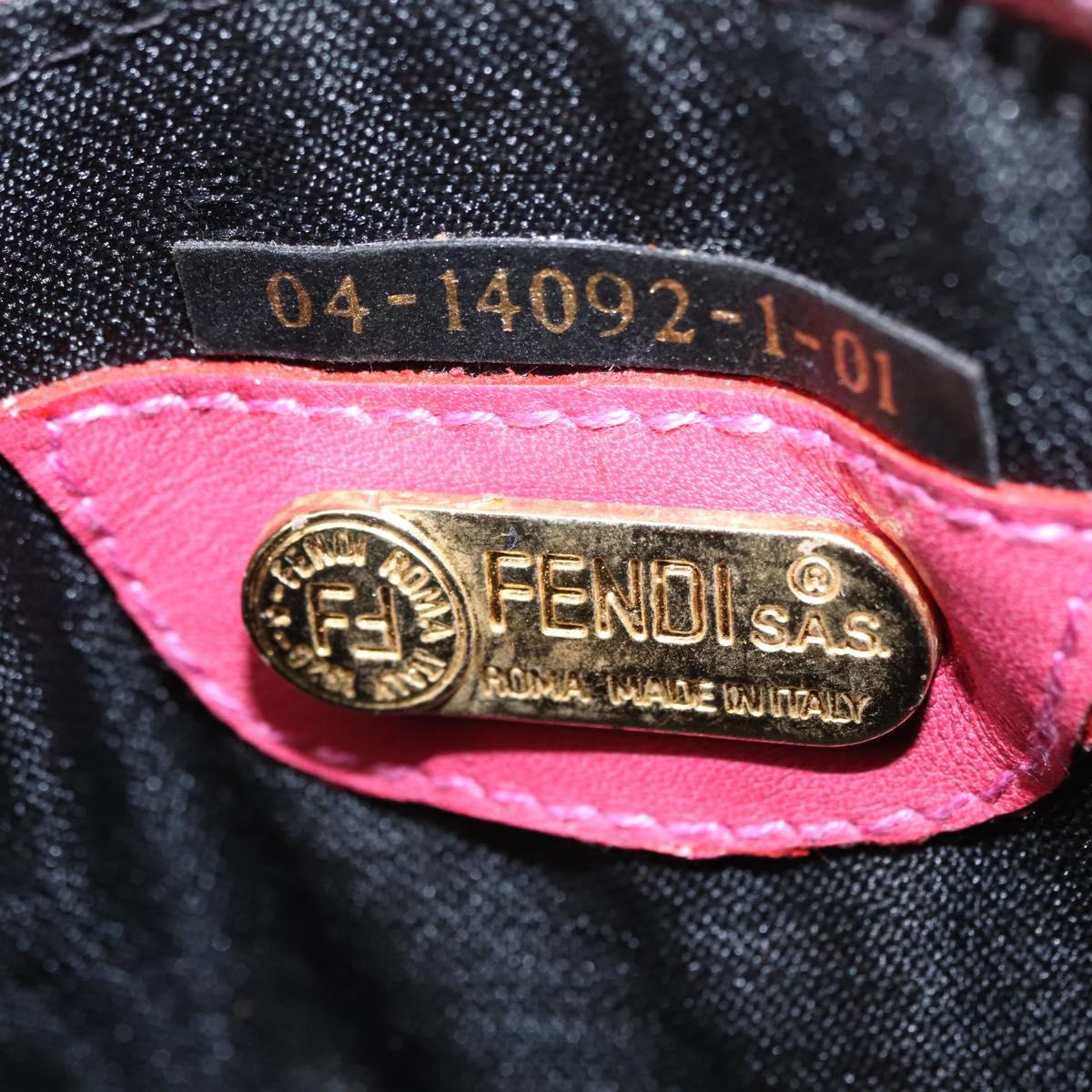 FENDI Shoulder Pouch Leather 2way Pink Gold Auth 155409