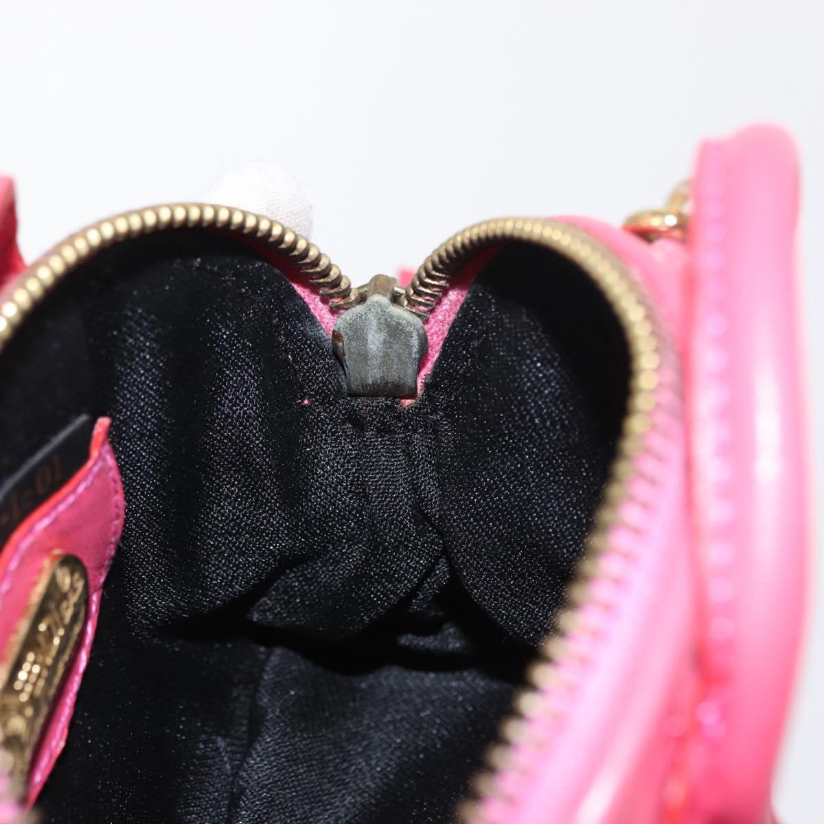 FENDI Shoulder Pouch Leather 2way Pink Gold Auth 155409